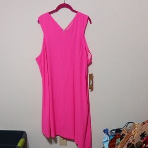 RACHEL Rachel Roy Bright Pink V-Neck Dress 28" Ptp Plus Size